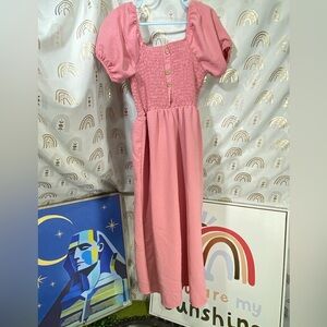 Adorable Pink Smocked Kids Dress with Puff Sleeves